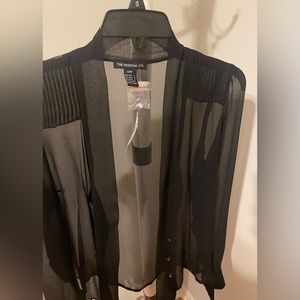 NWT The Original Inc black sheer Top 100% Silk size S/CH